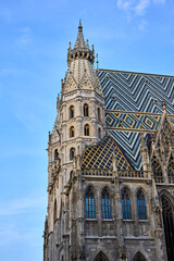 Fototapeta na wymiar St. Stephen's Cathedral against the clear blue sky in Vienna, Austria