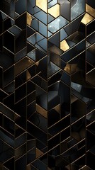 Abstract Geometric Background with Golden and Black Cubes