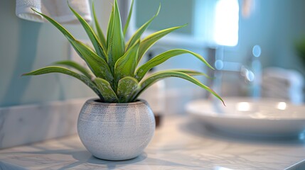 Decorative Houseplant on Wooden Counter	
