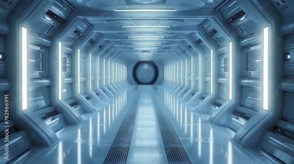 Leinwandbilder this is a realistic 3d rendering of a corridor on a sci-fi spaceship