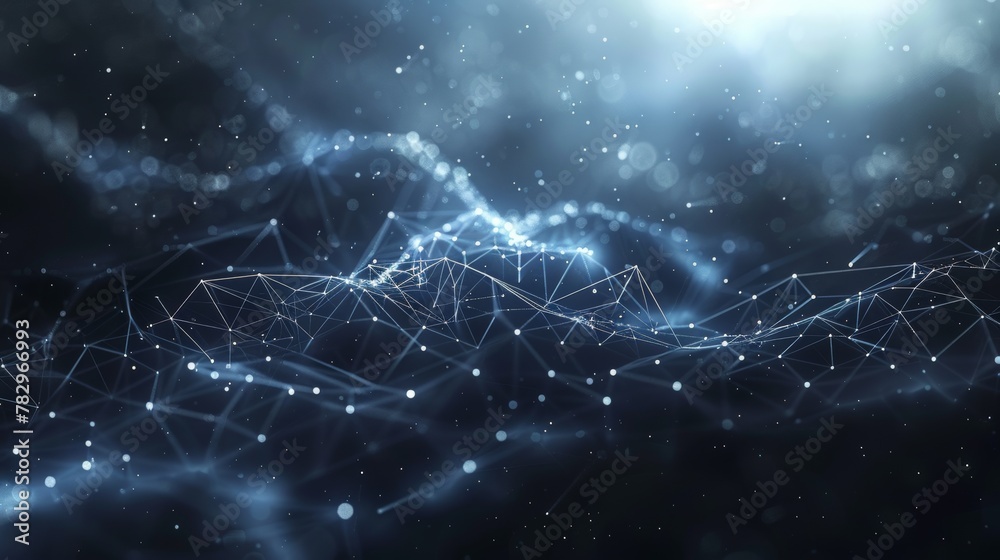 Leinwandbilder Abstract polygonal space background with connected dots and lines