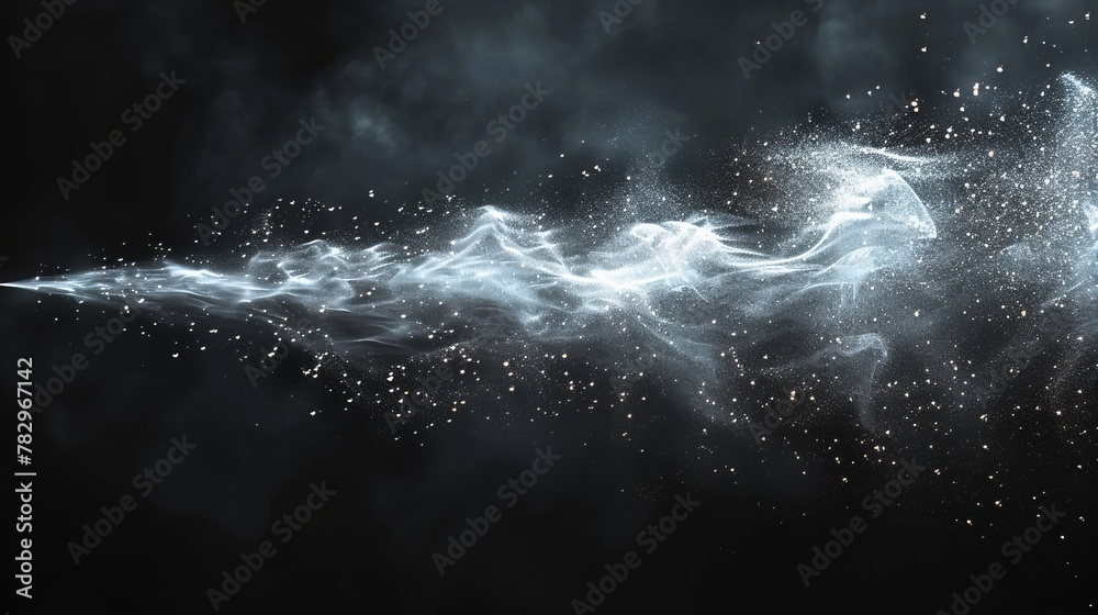Poster white fog template isolated on dark transparent background with spray nozzles. realistic modern illu