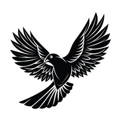 A silhouette flying bird black and white logo vector clip art