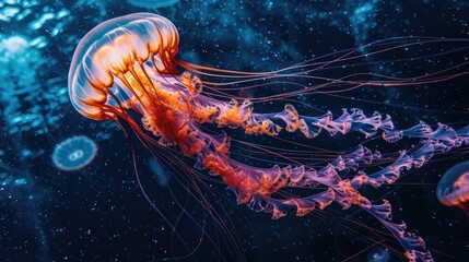 Ethereal Jellyfish Dancers Drifting in the Ocean s Currents Captivating Moments of Aquatic Grace...