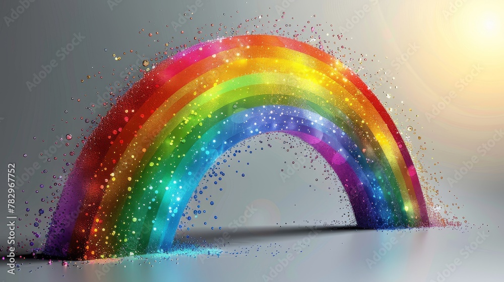 Poster Spectrum fantasy pattern. Modern realistic translucent sky rainbow template isolated on transparent background.