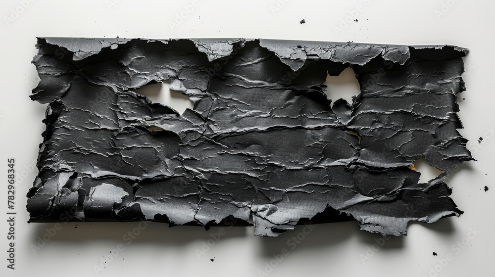 Aufkleber Paper with holes in it that looks like it has been torn, with a black background and space for text. Strip of paper with uneven edges and coiled up with a torn edge.