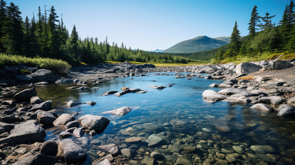 lake and mountains.