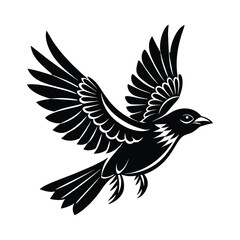 A silhouette flying bird black and white logo vector clip art