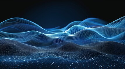 Abstract Digital Waves Background in Blue Tones