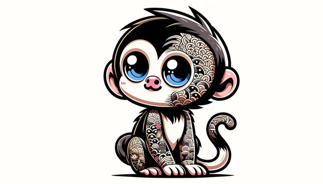 タトゥーの入ったクモザル | Spider monkey with tattoos | Generative Ai