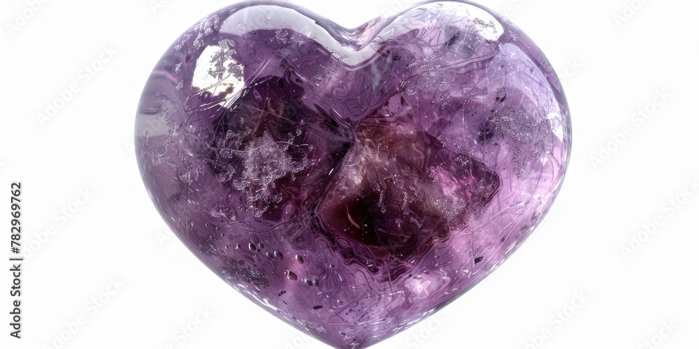 Poster purple heart-shaped object on a white surface, suitable for various design projects