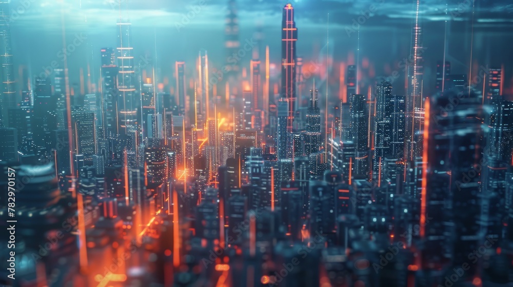 Poster Urban and futuristic technology concepts, original 3D rendering...