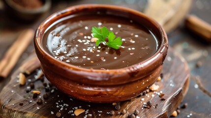 Mole sauce in brown bowl