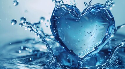A heart shaped water splash on top of a body of water. Perfect for romantic concepts or Valentine's Day promotions
