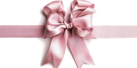 Pink ribbon tied in a bow on a white background, suitable for various projects