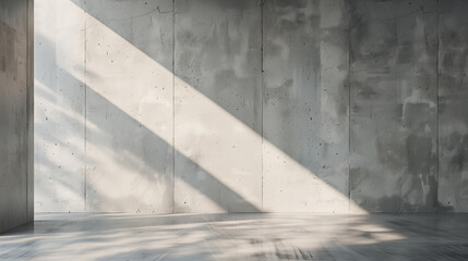 Concrete background with a window letting in natural light. Wide, blank concrete wall and floor.
