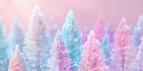 Vibrant pink and blue trees in a scenic landscape. Perfect for nature backgrounds