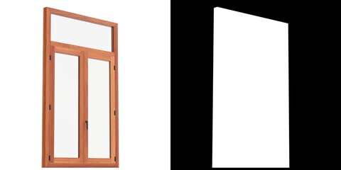 3D rendering illustration of a double window with transom