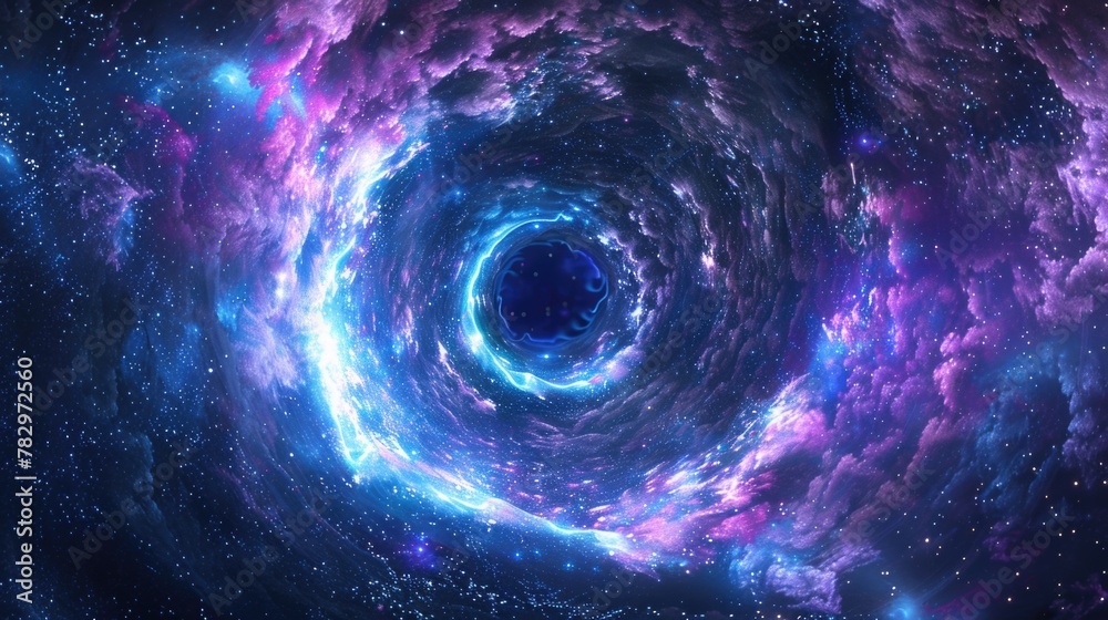 Poster a black hole in the center of a galaxy. perfect for science or space-themed projects