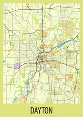 Obraz premium Poster map art of Dayton, Ohio, USA