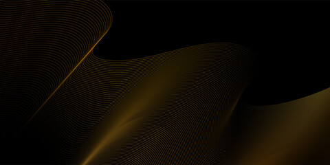 abstract banner design with golden flowing lines