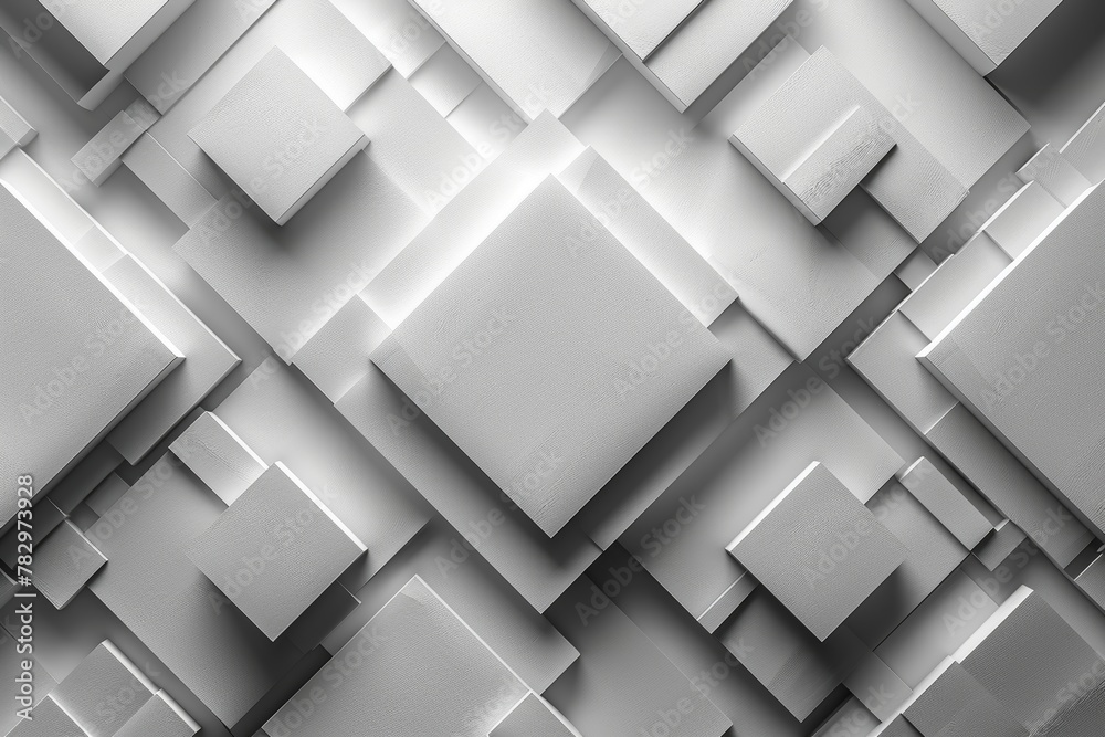 Poster this image features a seamless monochrome pattern with 3d square shapes, offering depth and symmetry