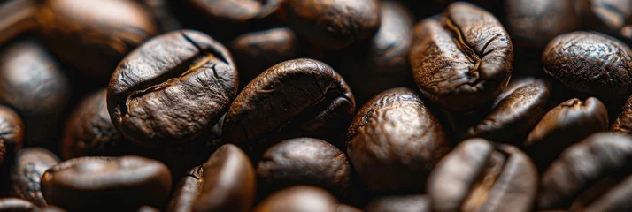 Poster Close up of Roasted Coffee Beans Showcasing the Rich Flavorful Essence of Caffeine in its Purest Natural Form © Intelligent Horizons