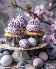 cupcakes with lavender cream. Easter cupcakes