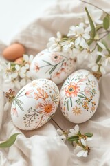 beautiful easter eggs with flowers