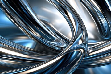 3d render of a bunch of intertwined silver and blue metal tubes