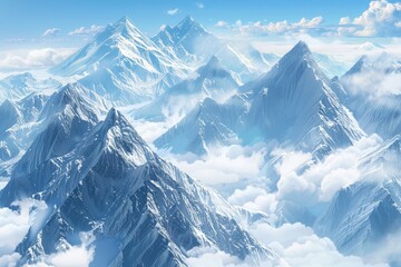A beautiful landscape of snow-capped mountains.