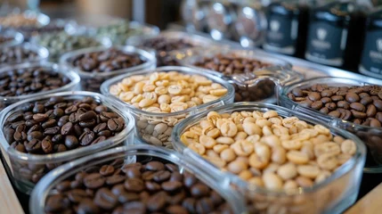 Keuken spatwand met foto Diverse Assortment of Flavorful Coffee Beans for Discerning Connoisseurs © Intelligent Horizons
