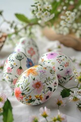 beautiful easter eggs with flowers