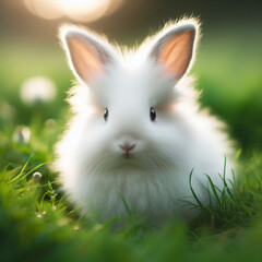 풀밭 위의 토끼 (a rabbit on the grass) - obrazy, fototapety, plakaty