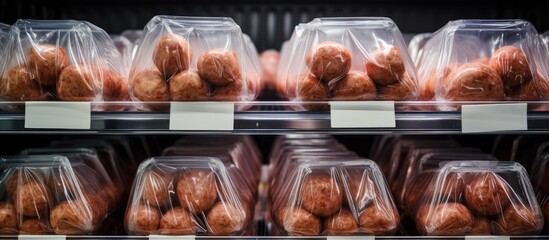 Donuts in bags on shelves