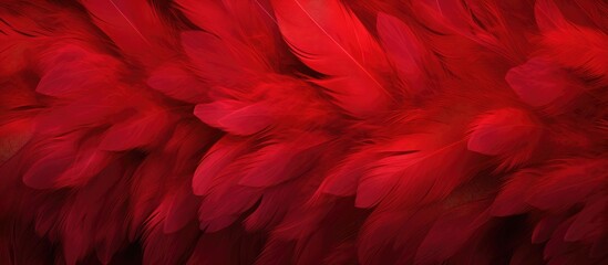 Vivid red feather on dark backdrop