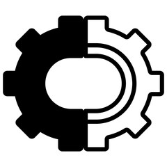 black and white gear icon