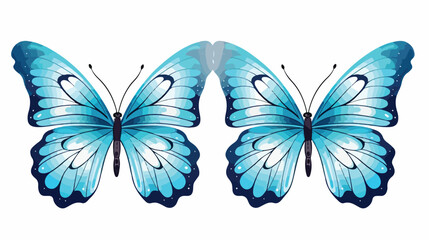 Beautiful butterflies blueisolated on a white flat vector