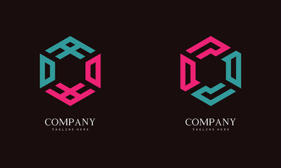 Set of hexagon-shaped monogram logo with the initial letter O. Suitable for various businesses.