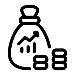 Money bag with coin stack icon