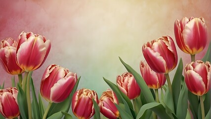 pink tulips on a wooden background