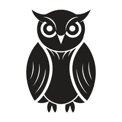 A silhouette owl black and white logo vector clip art