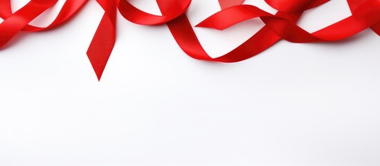 red ribbon on white backdrop