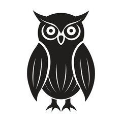 A silhouette owl black and white logo vector clip art