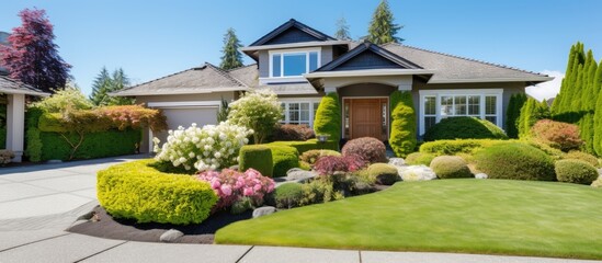 Luxury House Front Lawn Landscape View