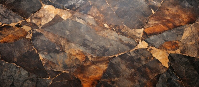 Marble wall close-up in brown and black pattern