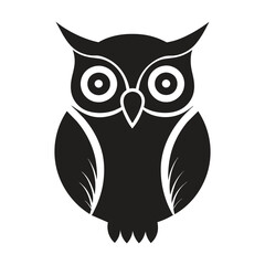 A silhouette owl black and white logo vector clip art