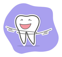Teeth care and hygiene concept. Healthy happy teeth.  illustration
