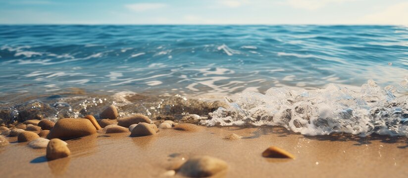 waves crash against rocks beach closeup