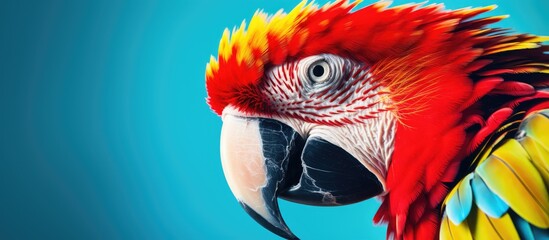 Naklejka premium Colorful parrot with vibrant red head and yellow beak